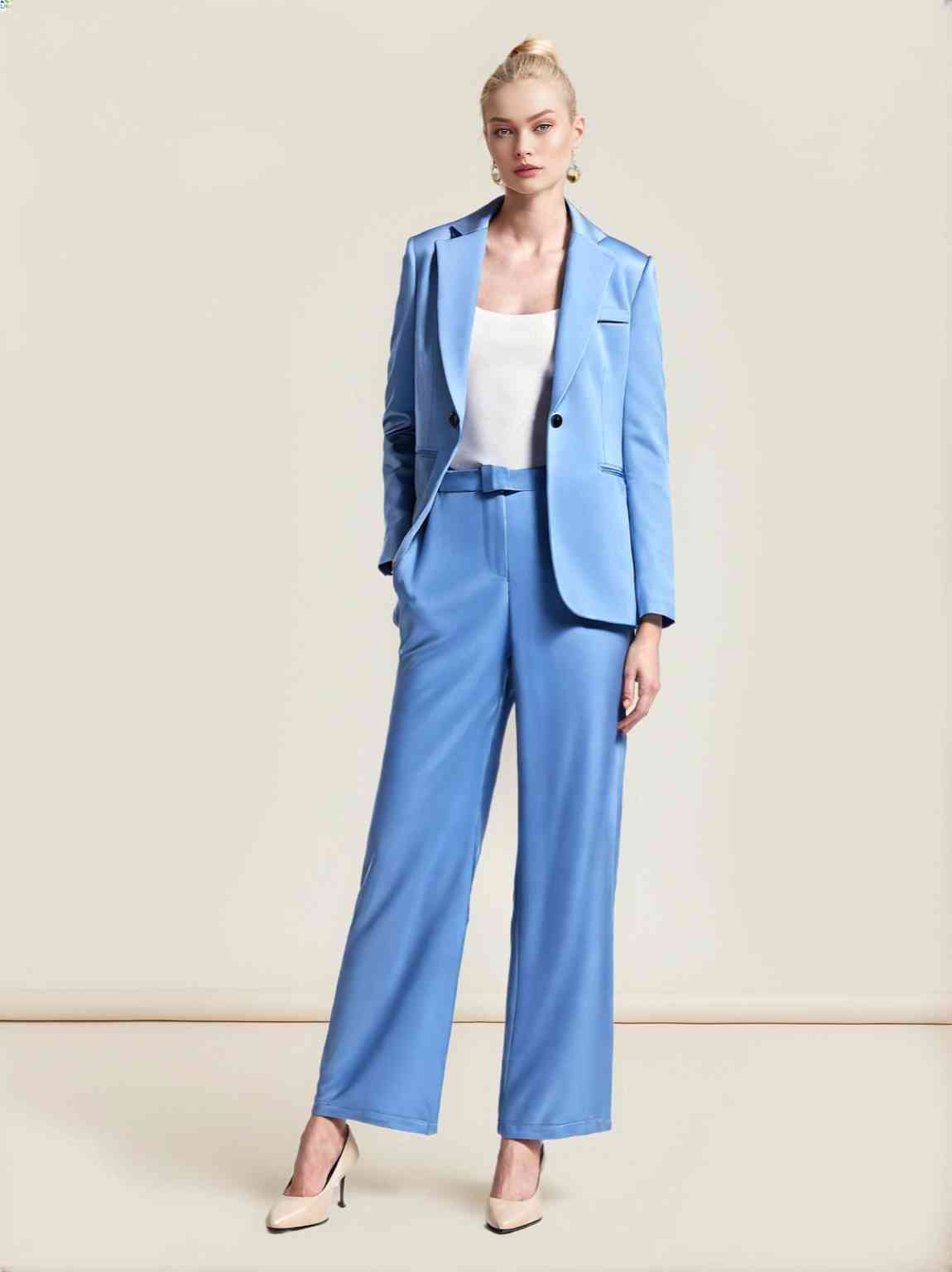 2024ZAR * Spring New Product Women's Casual Single Button Suit Coat Straight Leg Pants Suit Set
