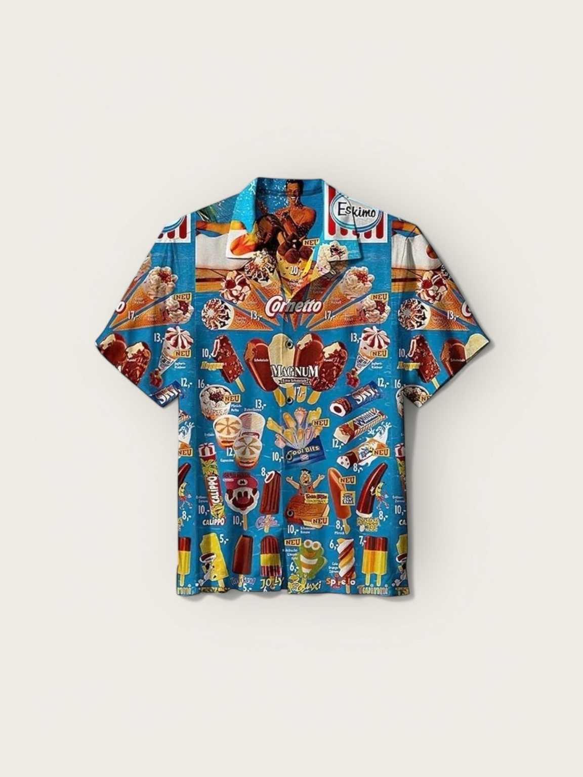 2024 Trendy Cool Fashion Ice Cream Shirts Beach Party 3d Print Hawaiian Shirt unisex Short Sleeve Oversized Blouse Lapel Shirts