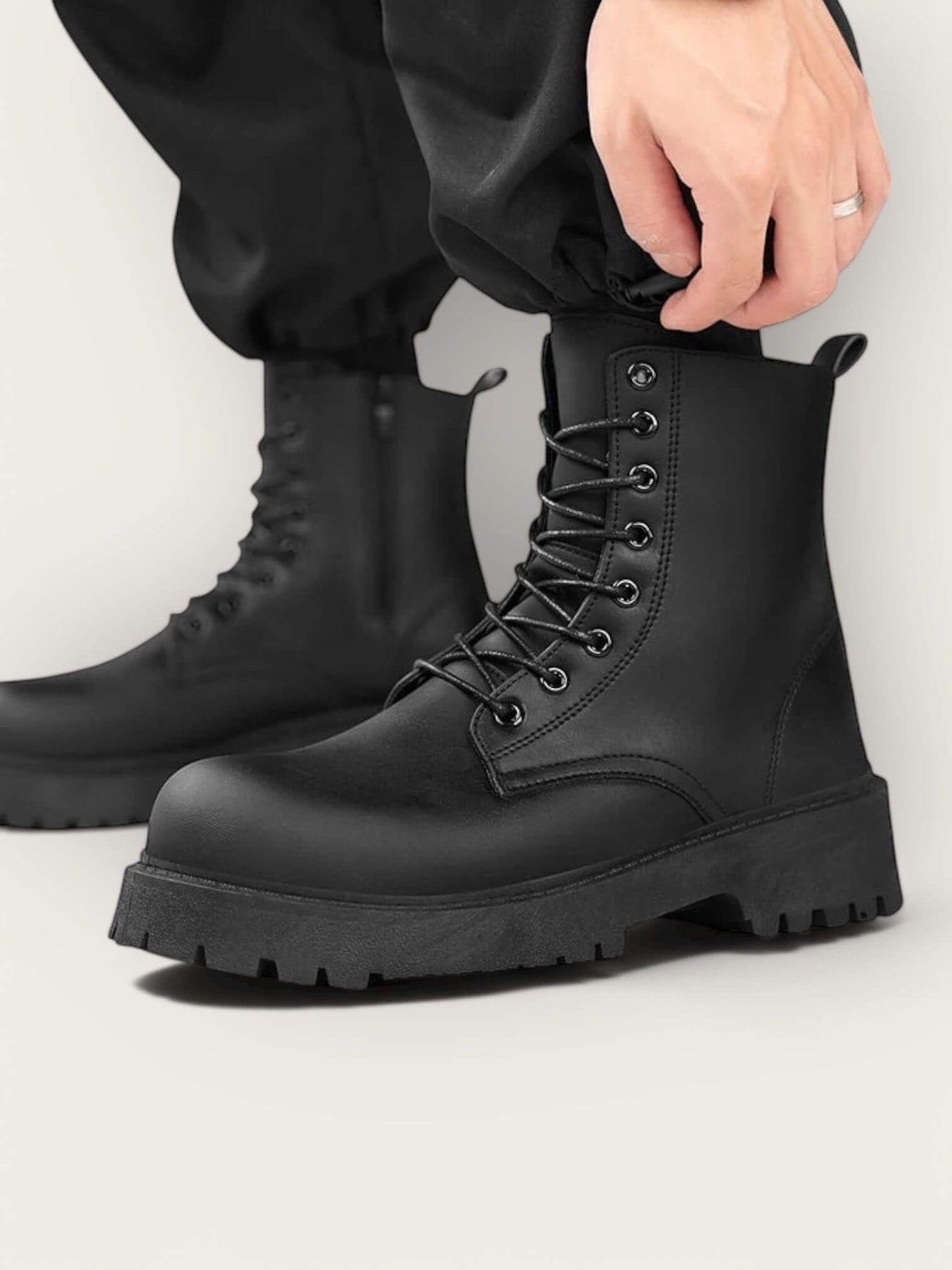 Couple's casual boots four season men's and women's high top leather boots fashion thick soled non slip plus size outdoor boots