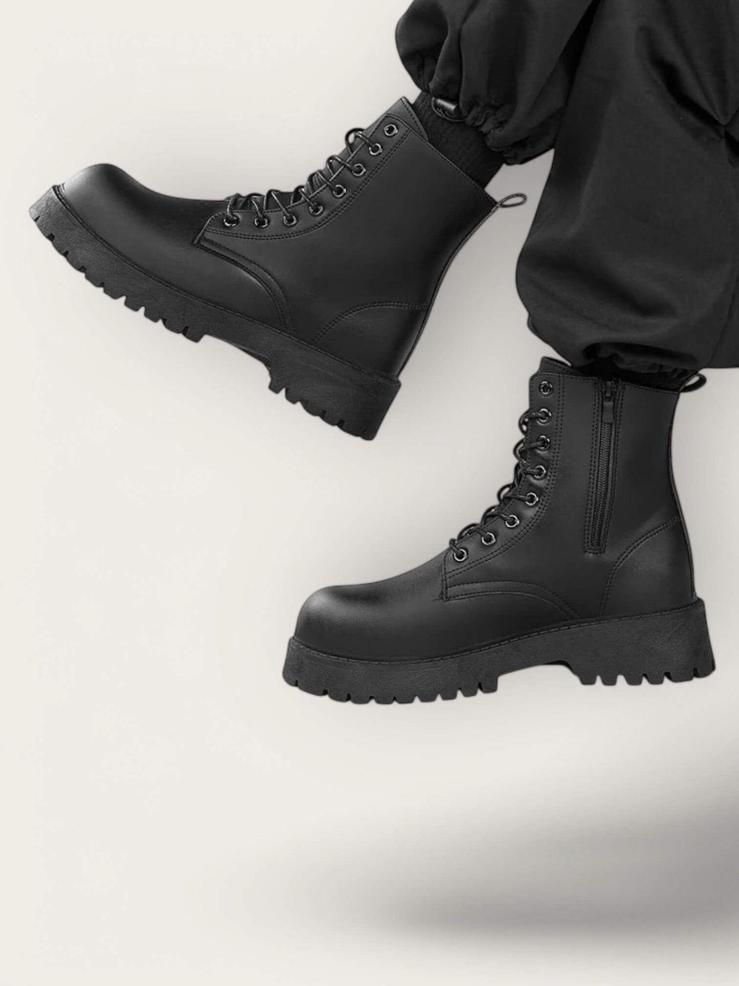 Couple's casual boots four season men's and women's high top leather boots fashion thick soled non slip plus size outdoor boots